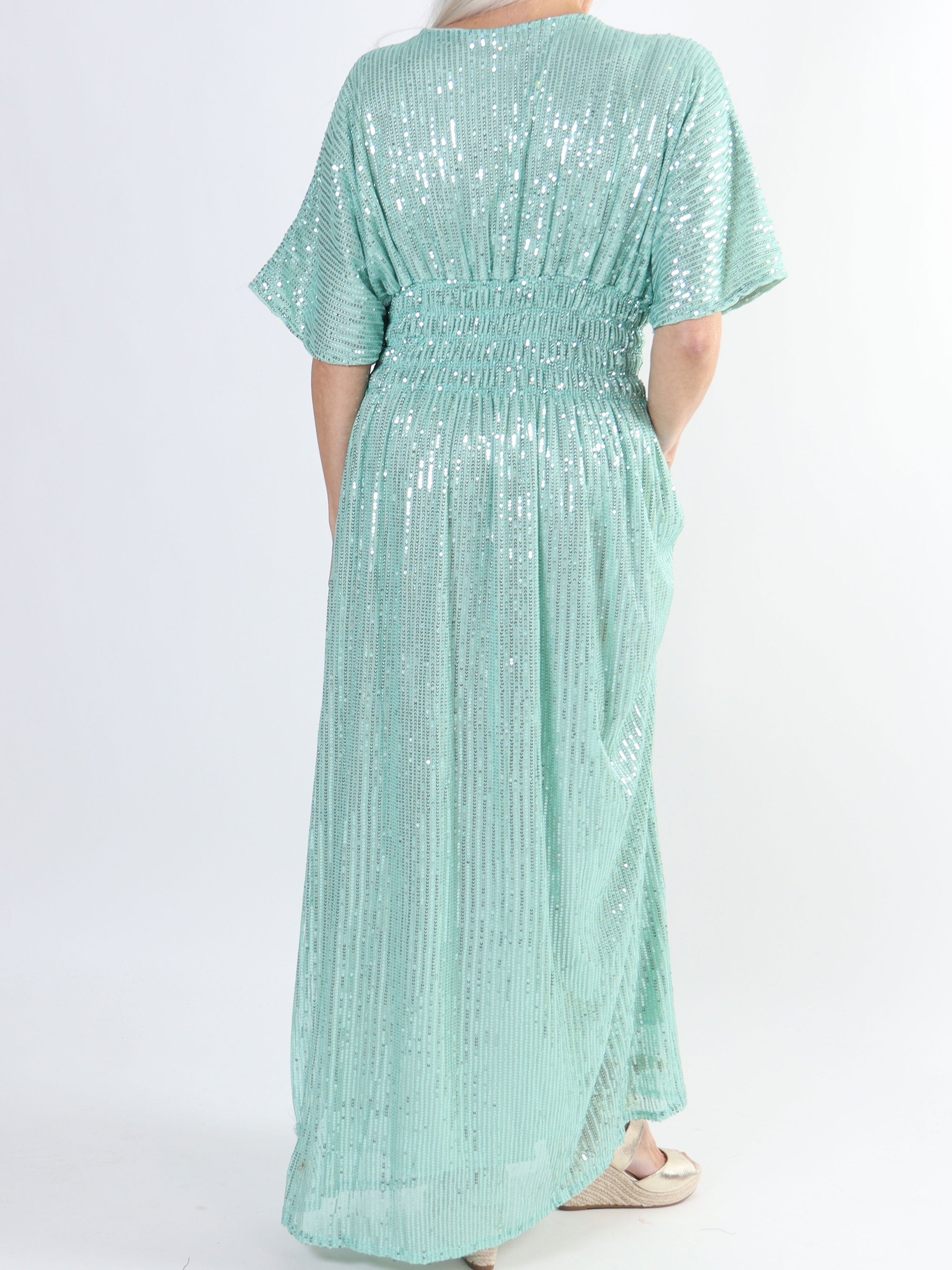 Pams Glitter - Lång plus size klänning med paljetter